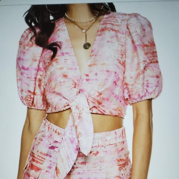 Ramy Brook Powder Pink tie waist top - Picture 1 of 1